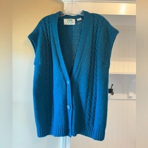 Ty Blue Textured Knit Cardigan Sweater